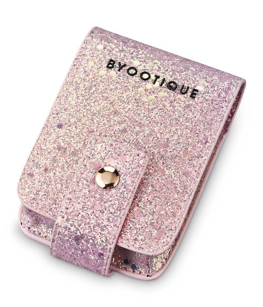 Byootique Lipstick Bag Glittered Makeup Pouch with Mirror